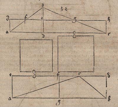 Flächengleiche Verwandlung eines Dreiecks in ein Rechteck von Albrecht Dürer